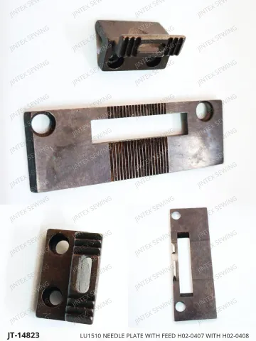 LU1510 NEEDLE PLATE WITH FEED H02-0407 WITH H02-0408 — JT-14823 sewing machine spare part